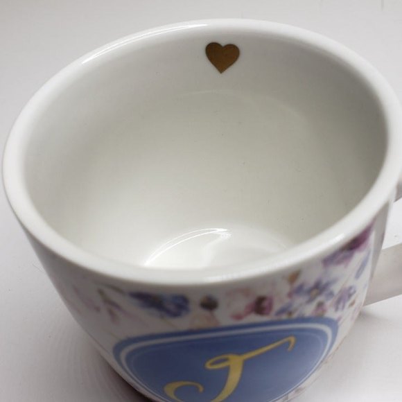 Ceramic Mug Tea Dish Set Gift Box Monogram J Coffee or Tea Saucer NOS Boxed - Picture 4 of 8